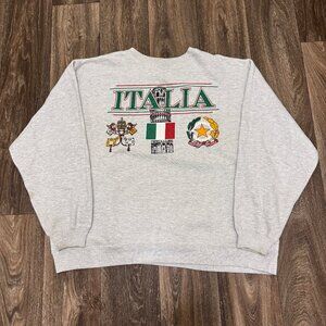 VTG Galt Sand Italia Sweatshirt Men’s XL Gray Pullover Italian Flag Graphic 90s